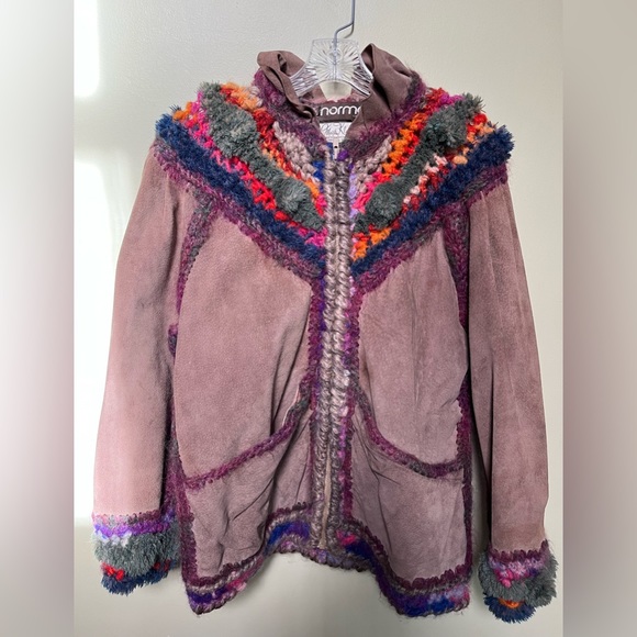 Jackets & Blazers - Vintage boho suede and yarn jacket by Norma